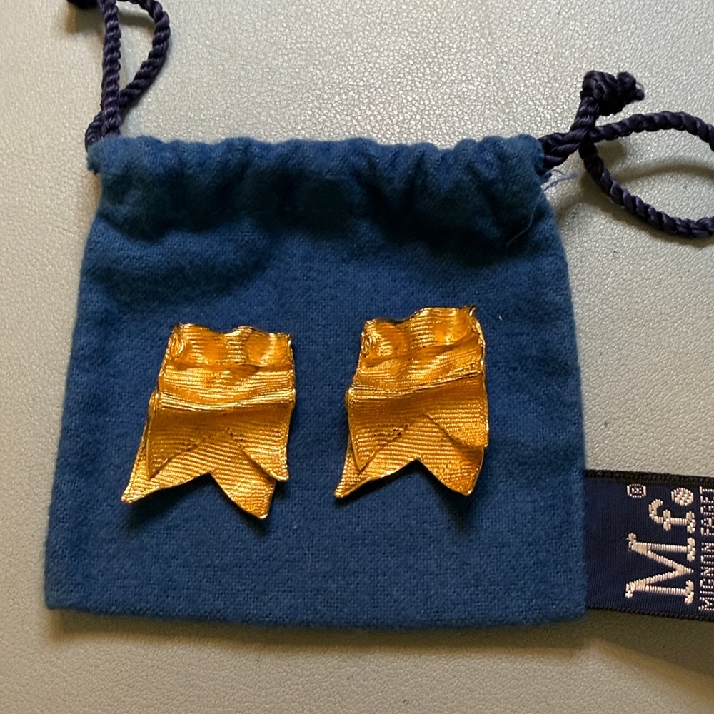 Mignon Faget Gold Vermeil Bow Clip On Earrings